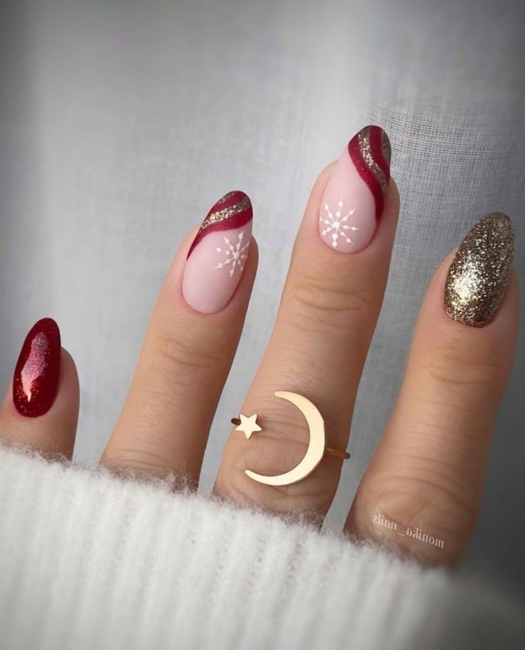 unghii de iarna modele rosu burgundiu
