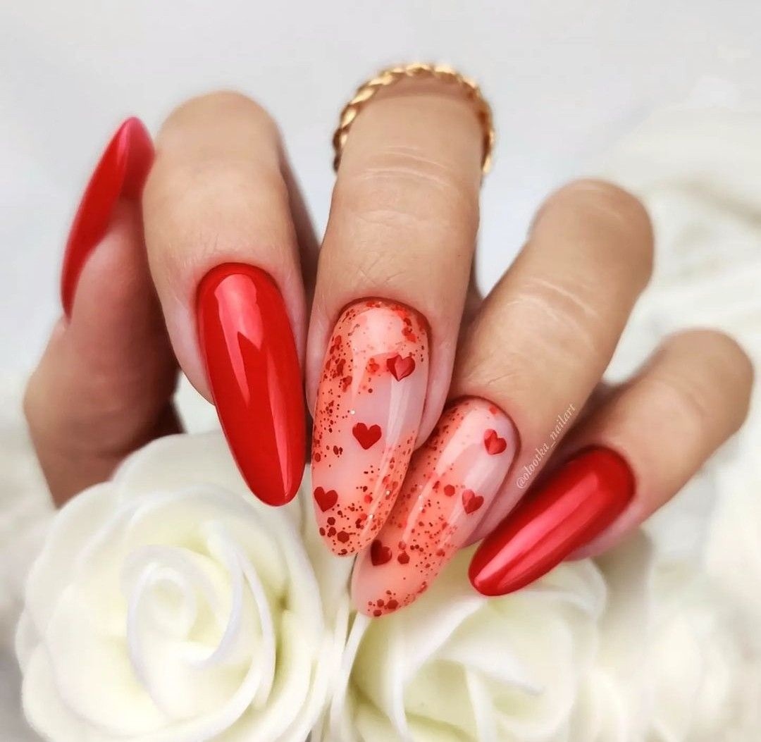 modele unghii rosii velentine's day