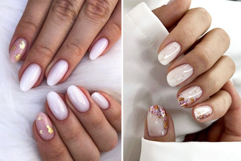 Unghii cu gel alb laptos simple si elegante